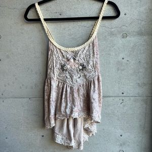 Free People | crushed blush velvet babydoll tank